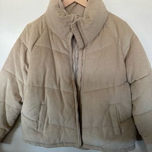Sebby Corduroy Tan Puffer Jacket